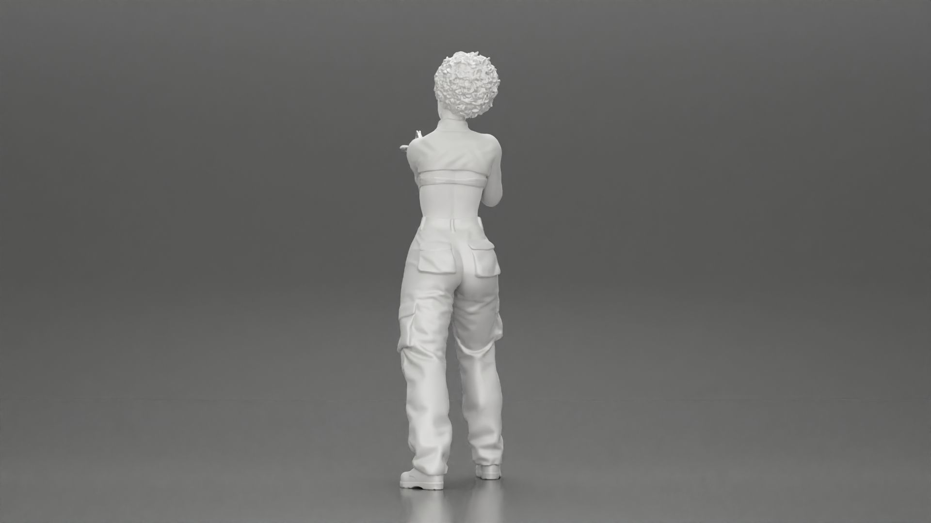 Armed black girl going to shoot a gun in bra 3D print model_10