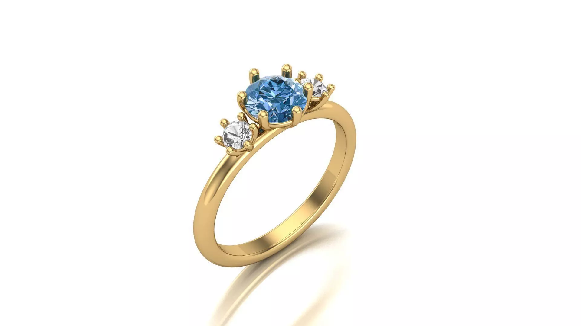 3 stones ring  3D print model_0