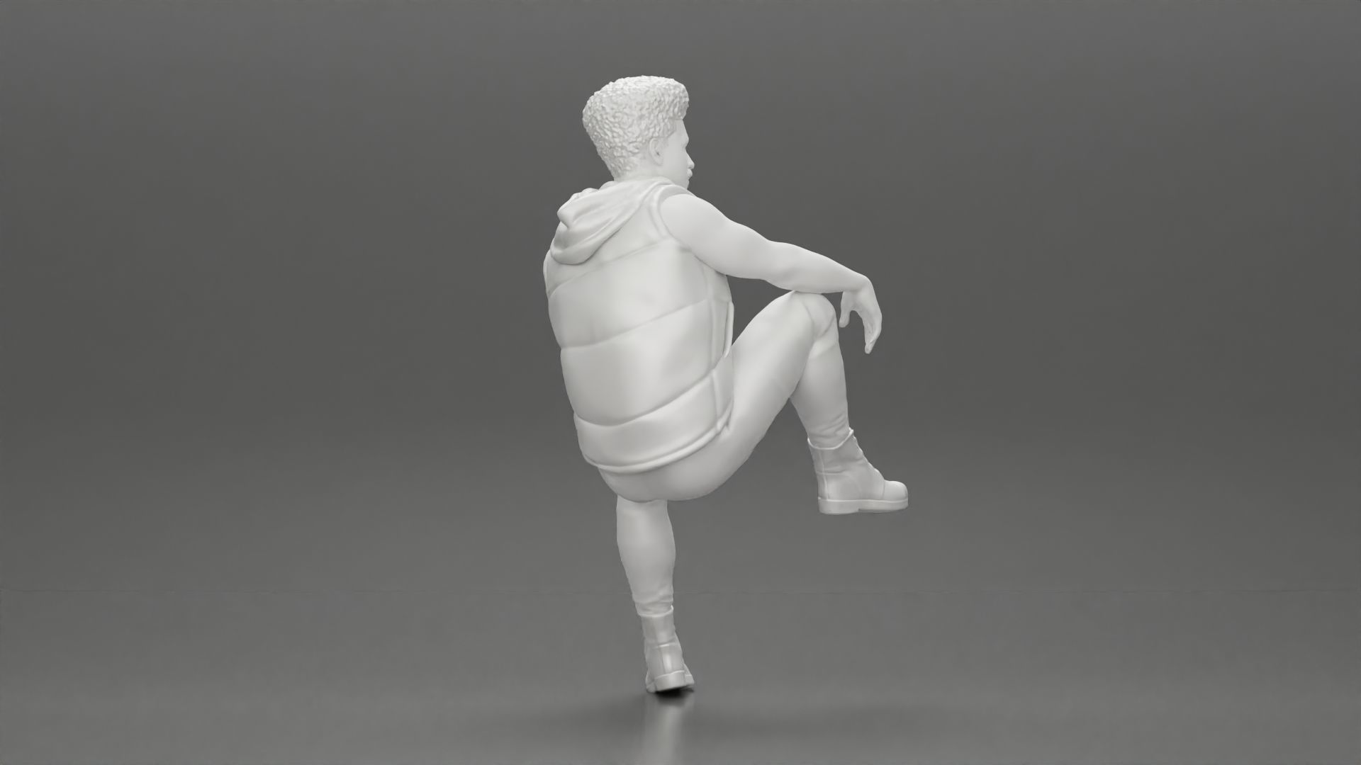 Black Man in open jacket Looking Away while Sitting on the car 3D print model_9