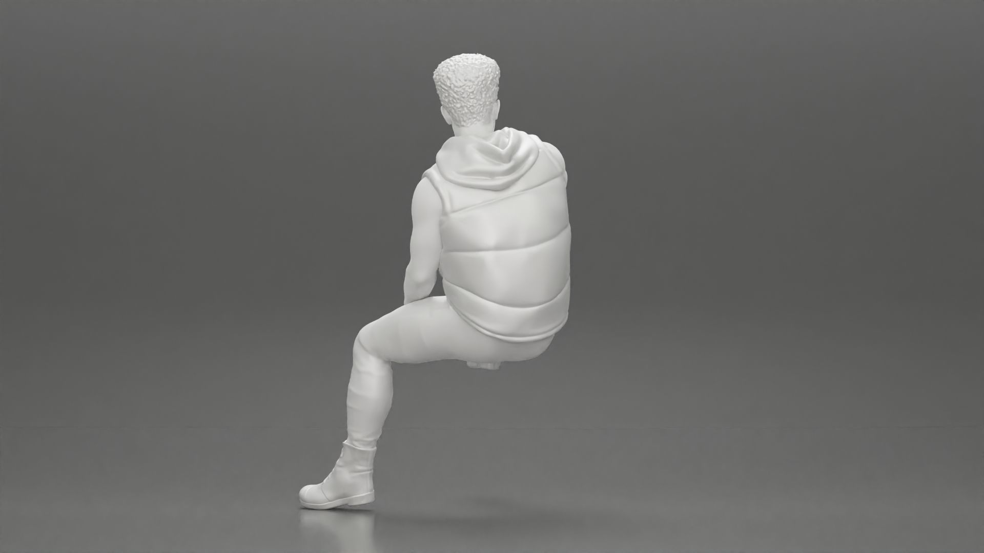 Black Man in open jacket Looking Away while Sitting on the car 3D print model_10