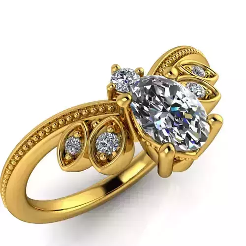 Oval Decorative Setting Vintage Classic Ladies Ring Jewelry 3D print model