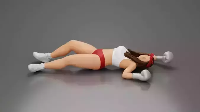 Latina girl boxing losing leaning on the boxing ring 3D print model