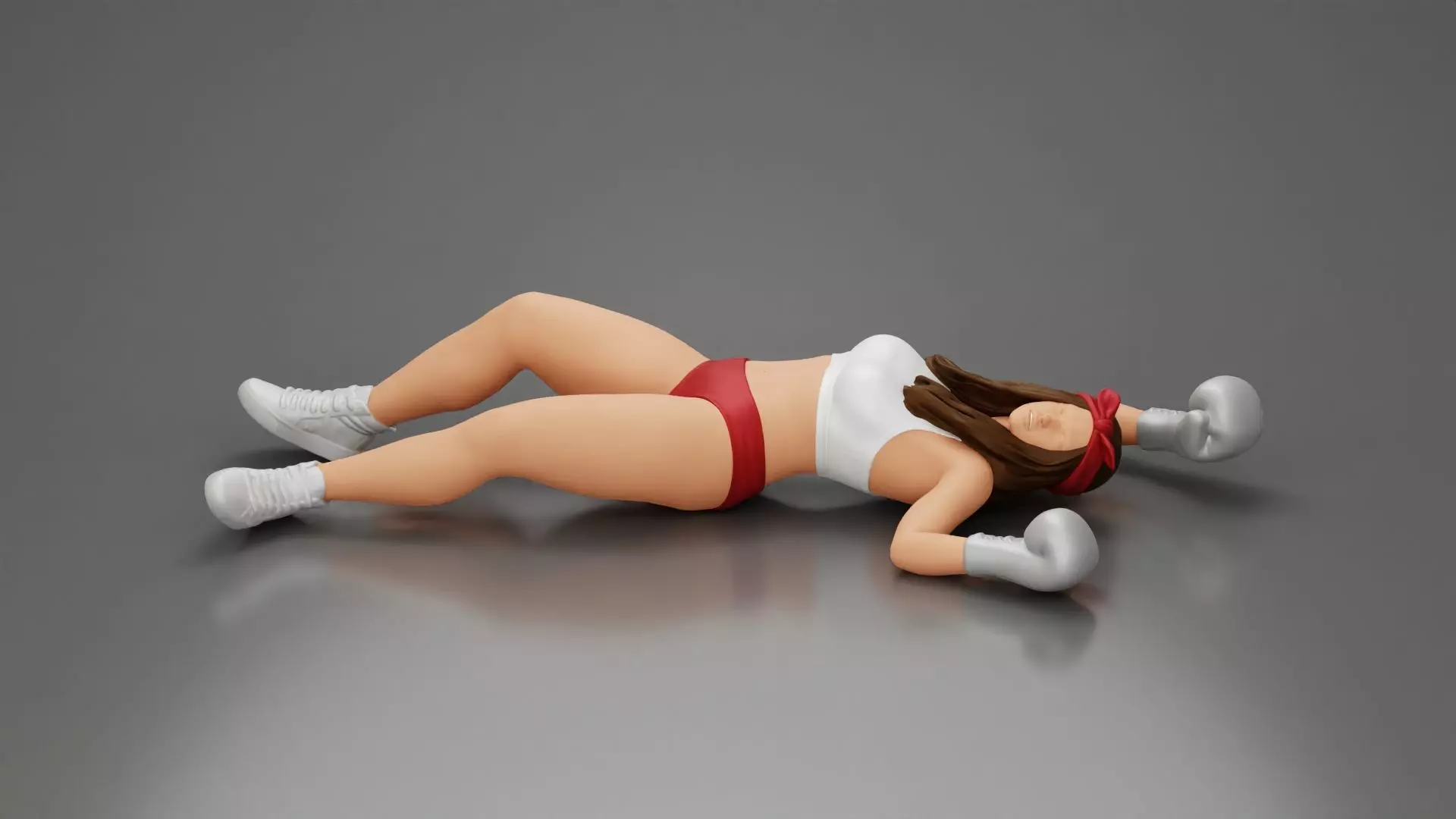 Latina girl boxing losing leaning on the boxing ring 3D print model