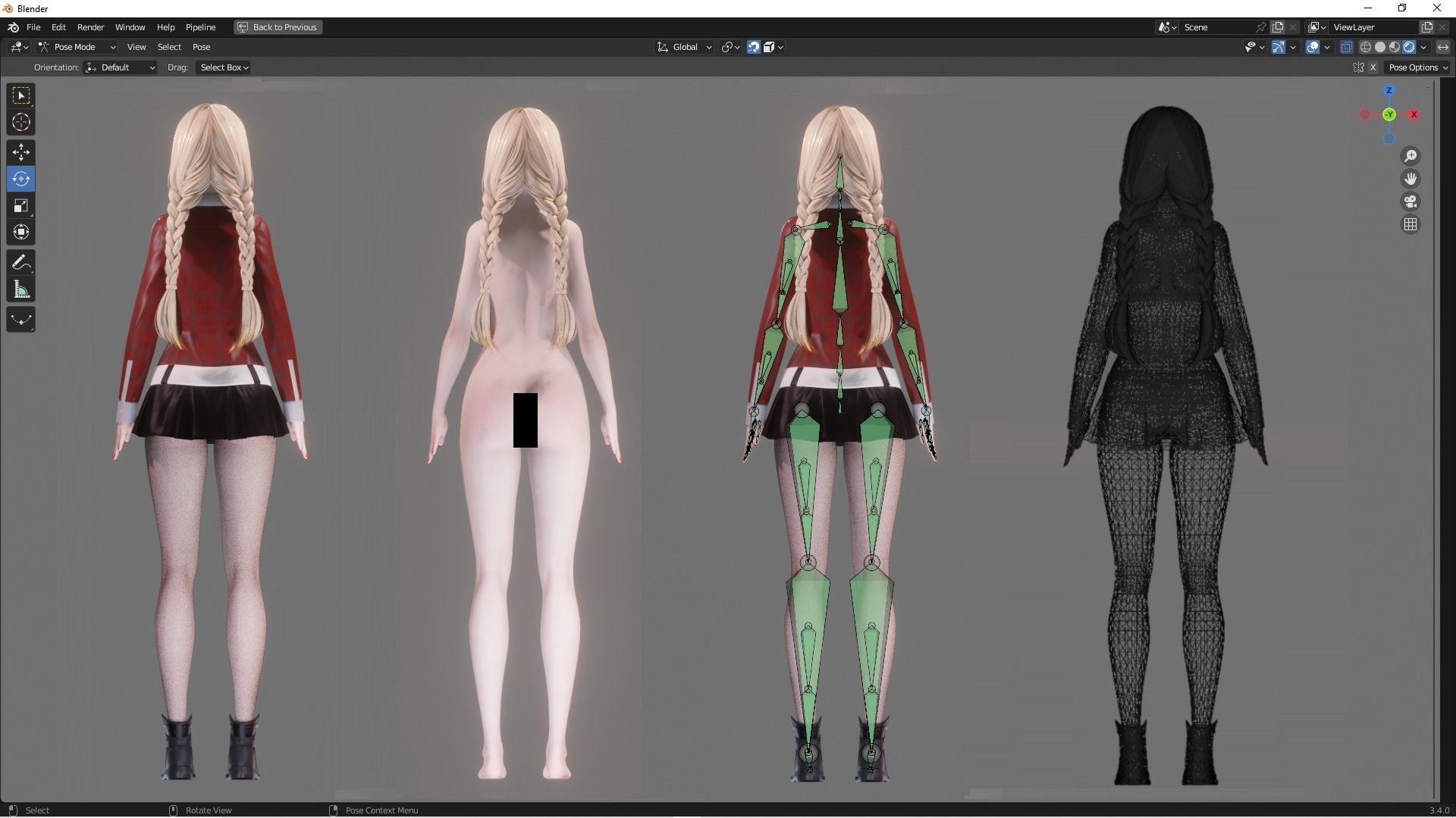 Casual Clothing 0002 - Realistic Female Character - Blender Low-poly 3D model_4