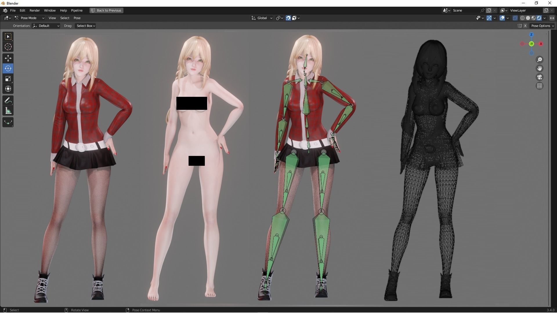 Casual Clothing 0002 - Realistic Female Character - Blender Low-poly 3D model_5