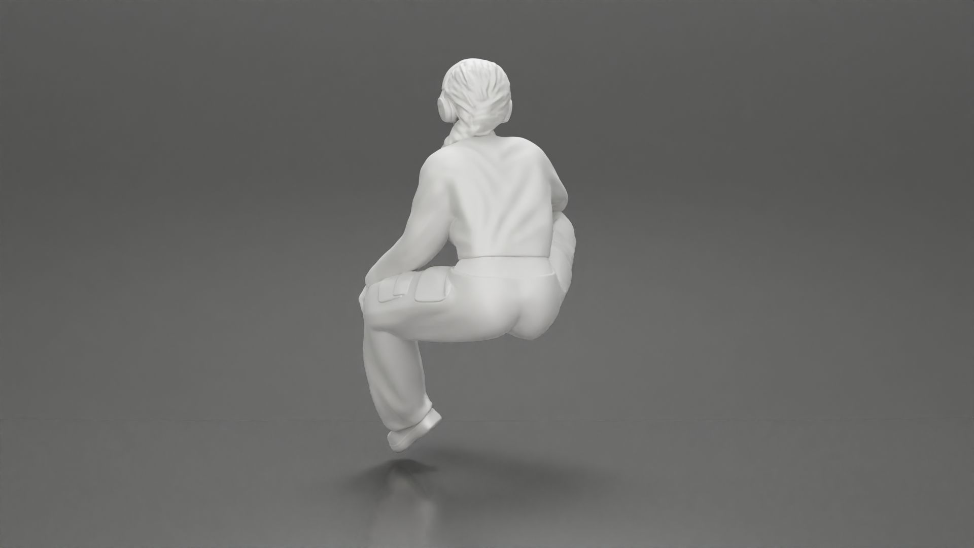 beautiful chola girl sitting listening to music with headphones 3D print model_10