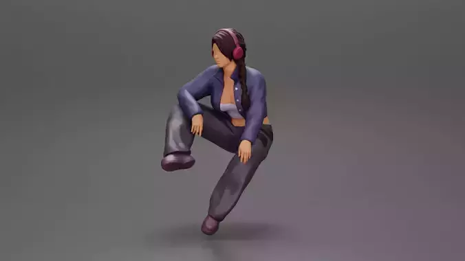 beautiful chola girl sitting listening to music with headphones