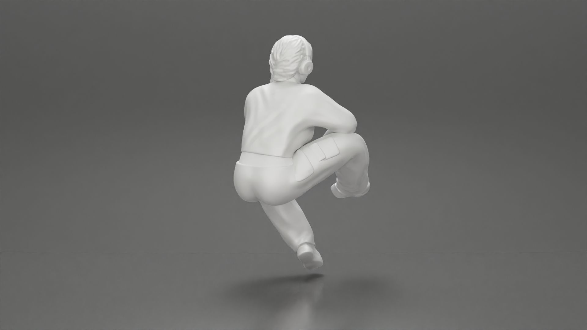 beautiful chola girl sitting listening to music with headphones 3D print model_9