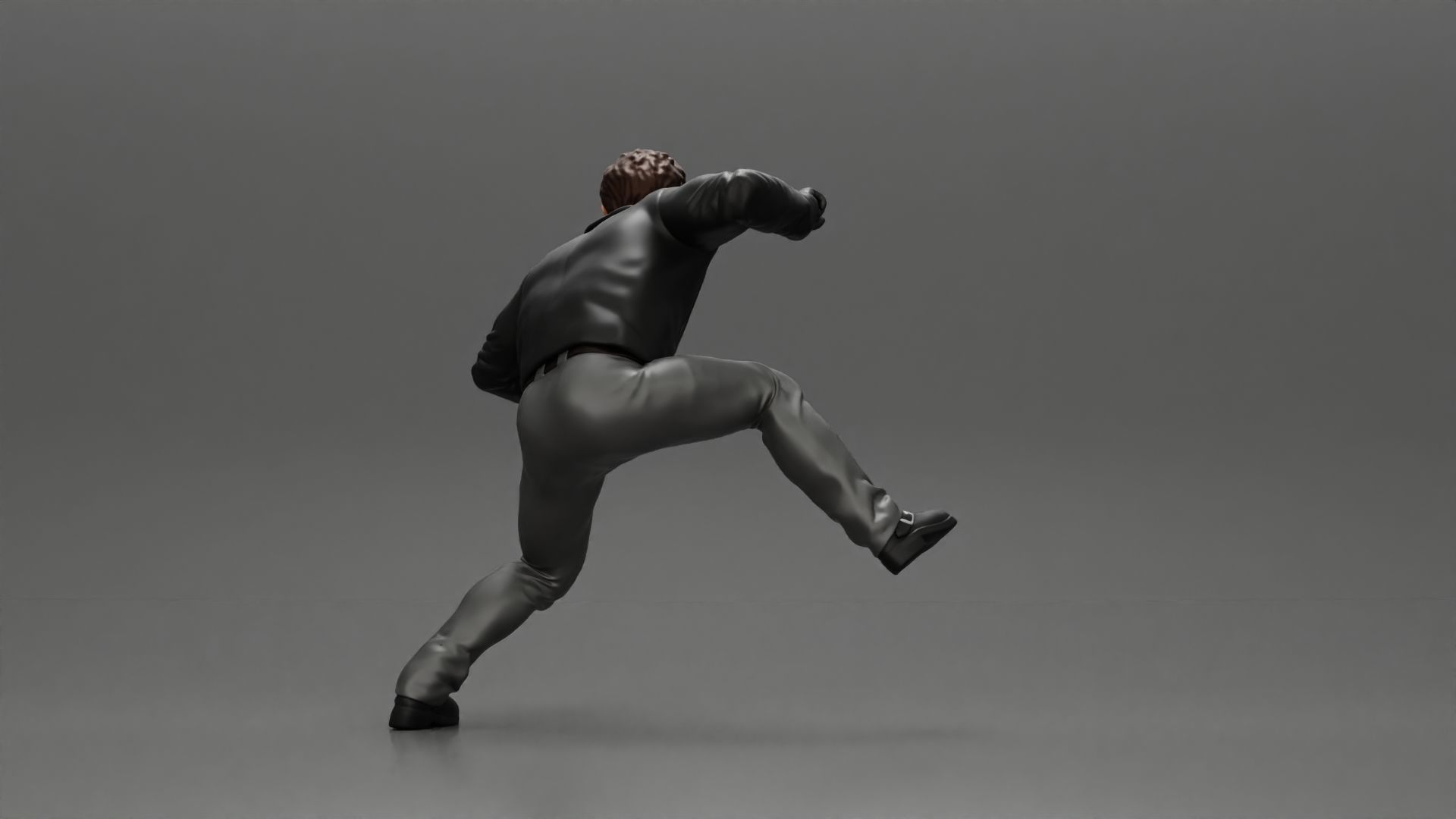 Man In open Leather Jacket Riding On Motorbike in sunglasses 3D print model_21