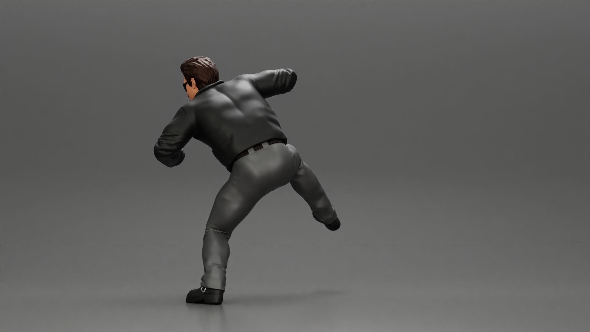 Man In open Leather Jacket Riding On Motorbike in sunglasses 3D print model_17