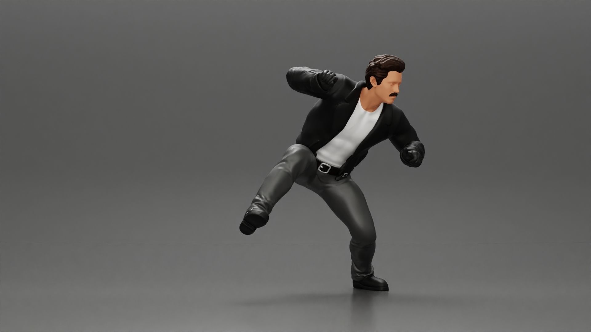 Man In open Leather Jacket Riding On Motorbike in sunglasses 3D print model_19