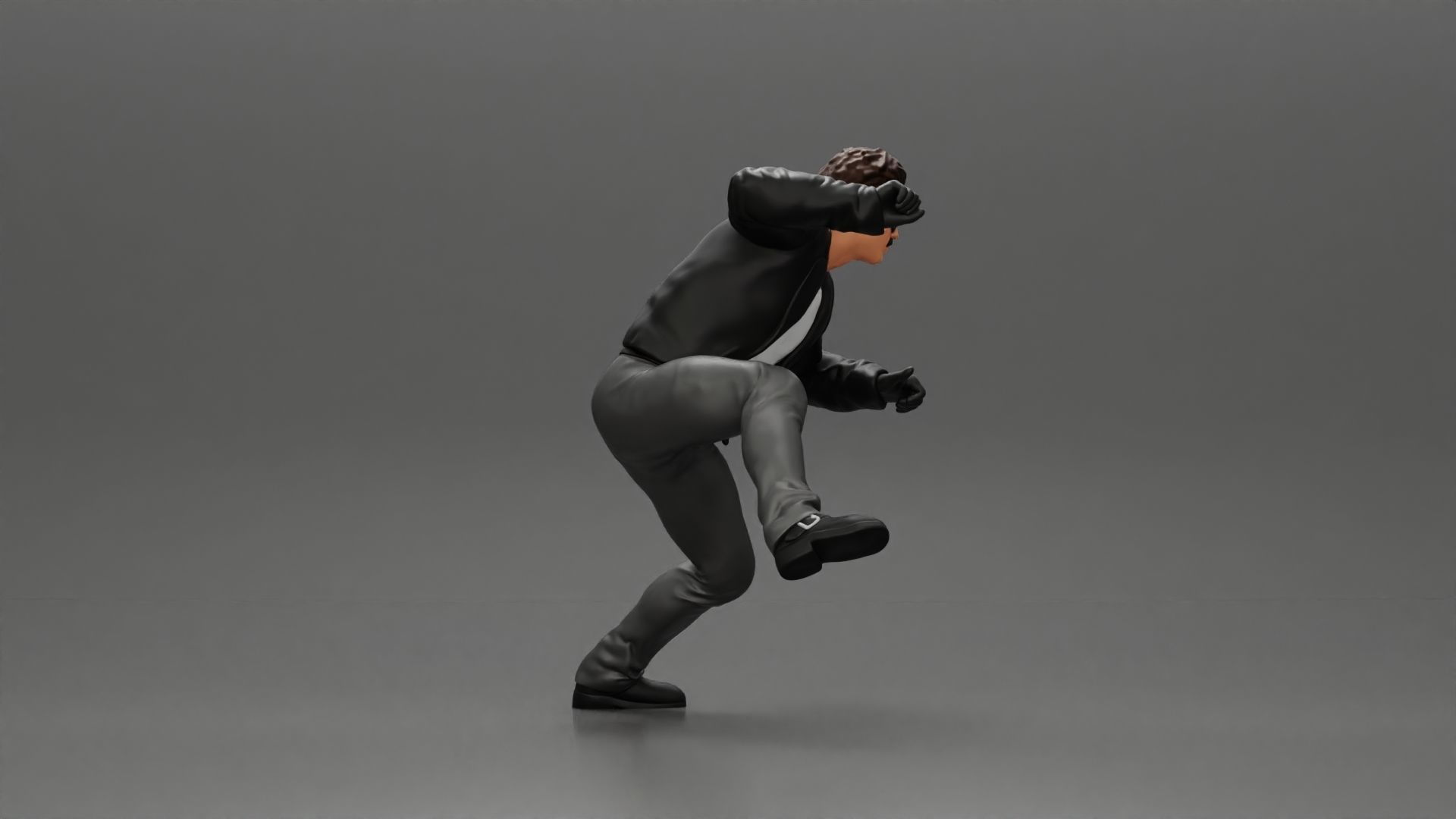 Man In open Leather Jacket Riding On Motorbike in sunglasses 3D print model_15