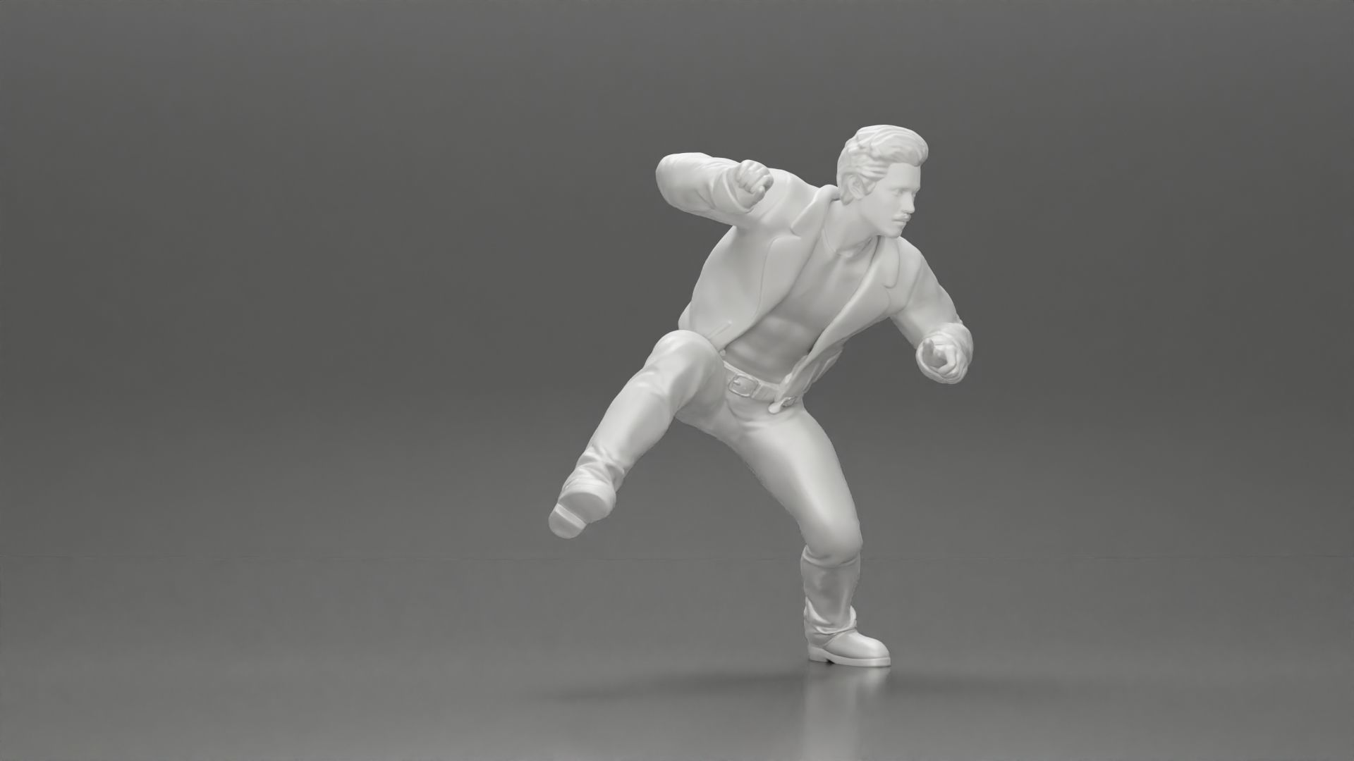 Man In open Leather Jacket Riding On Motorbike in sunglasses 3D print model_37