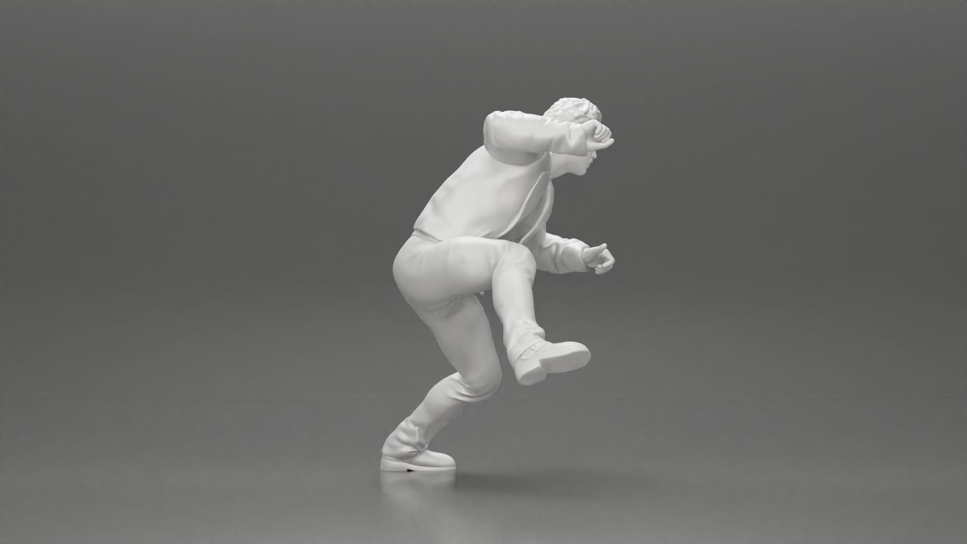 Man In open Leather Jacket Riding On Motorbike in sunglasses 3D print model_38