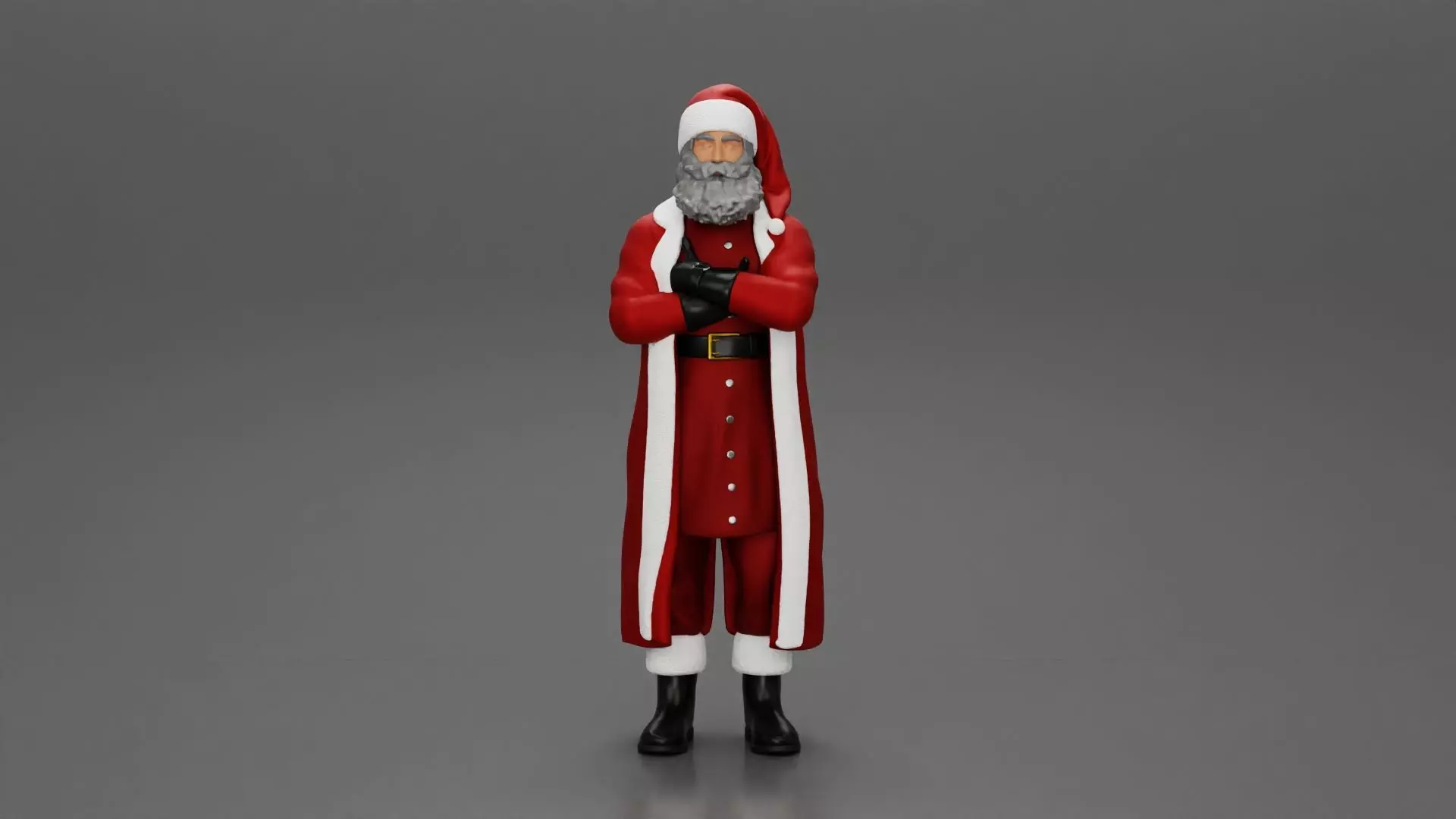 Santa Claus stands with his arms crossed 3D print model_0