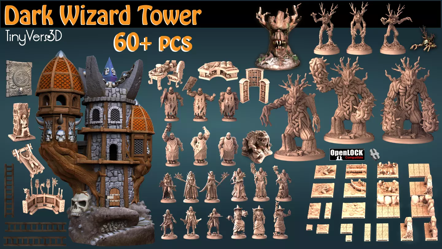 Dark Wizard Tower Pack 3D print model_0