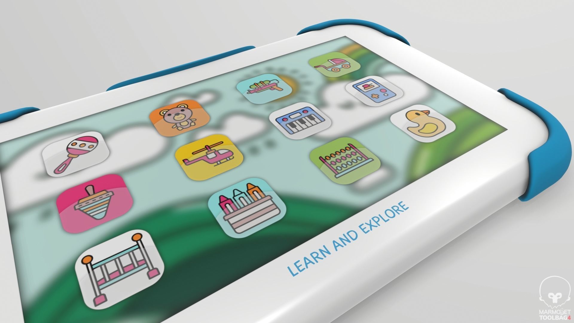 Interactive Learning Tablet Low-poly 3D model_3