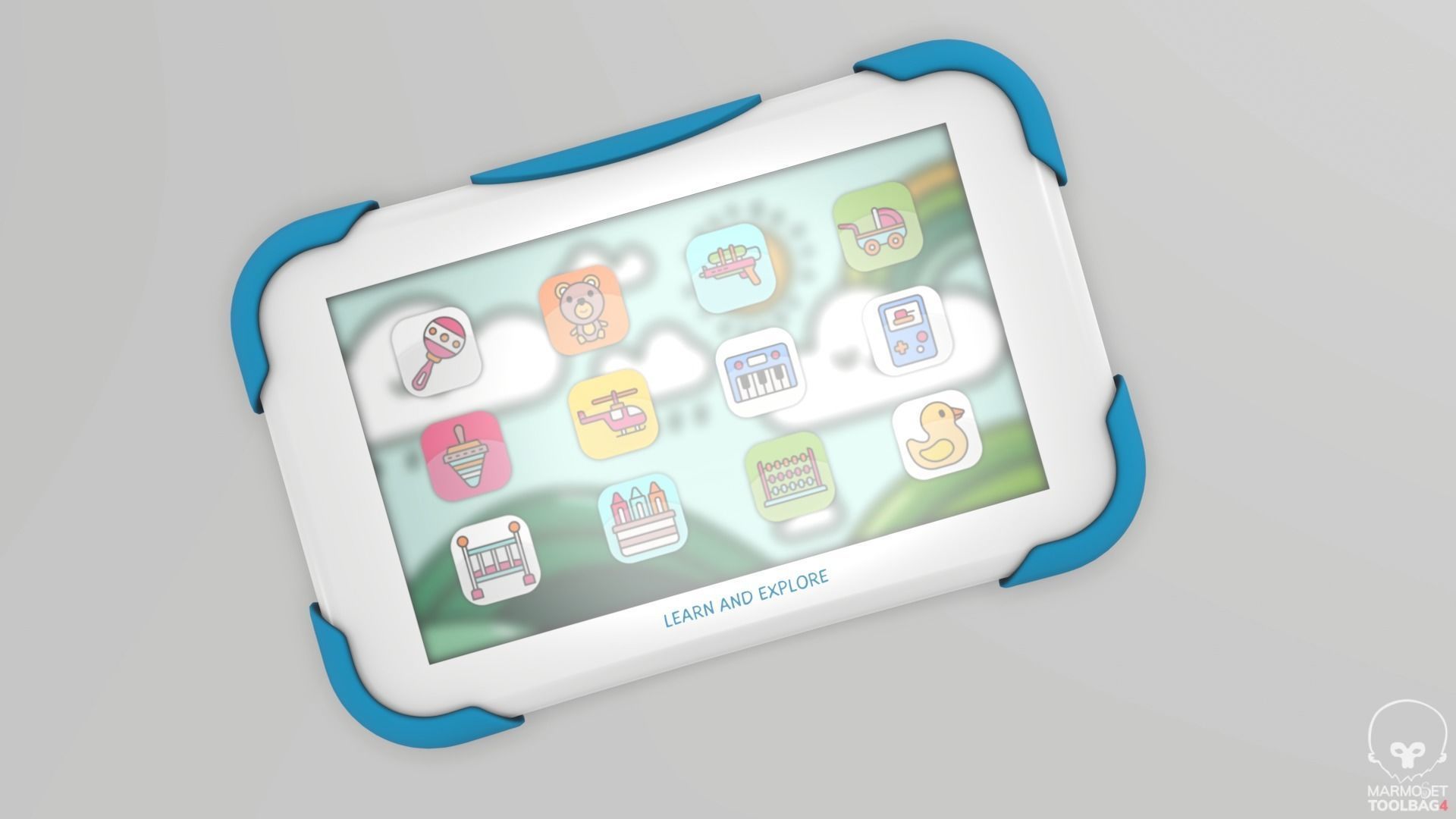 Interactive Learning Tablet Low-poly 3D model_2