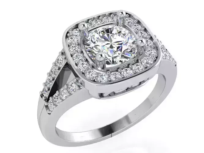 Square Halo Split Shank Ring 3560