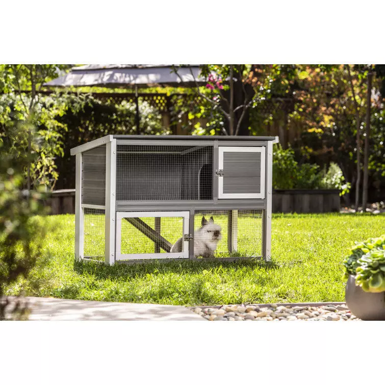 Adela Weather Resistant Rabbit Hutch with Ramp 3D model_0