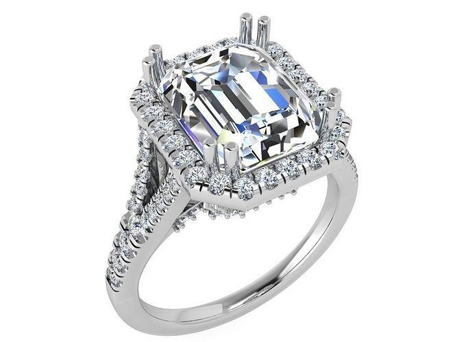 Emerald Halo Split Shank Ring 3565 3D print model