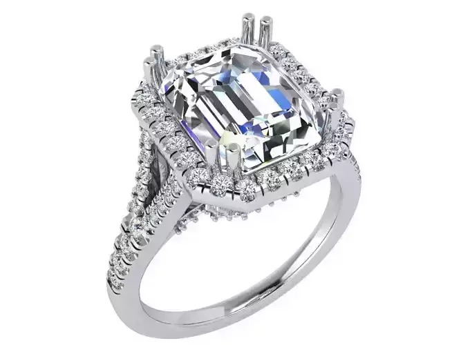 Emerald Halo Split Shank Ring 3565