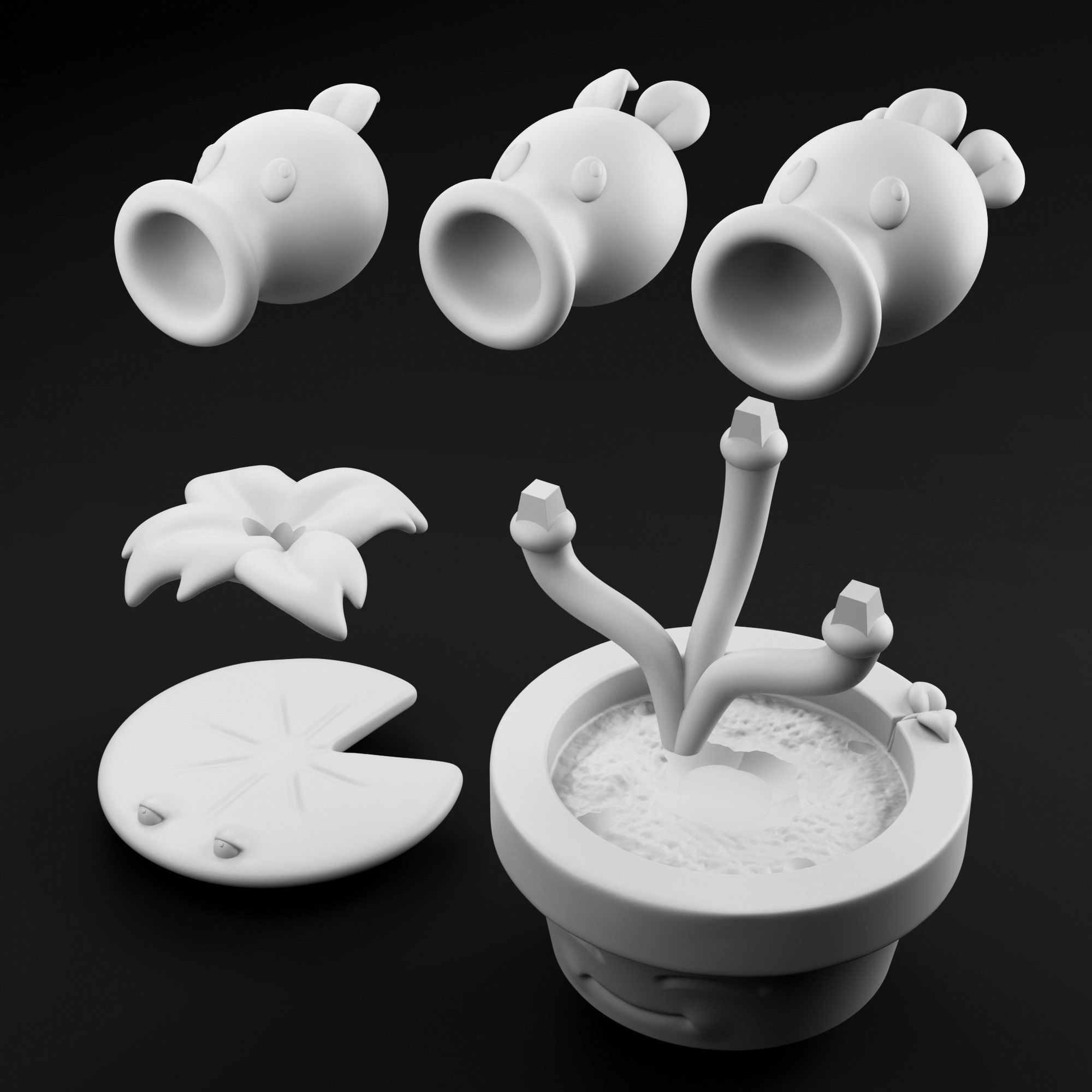 Threepeater Plants vs Zombies 3D print model_3