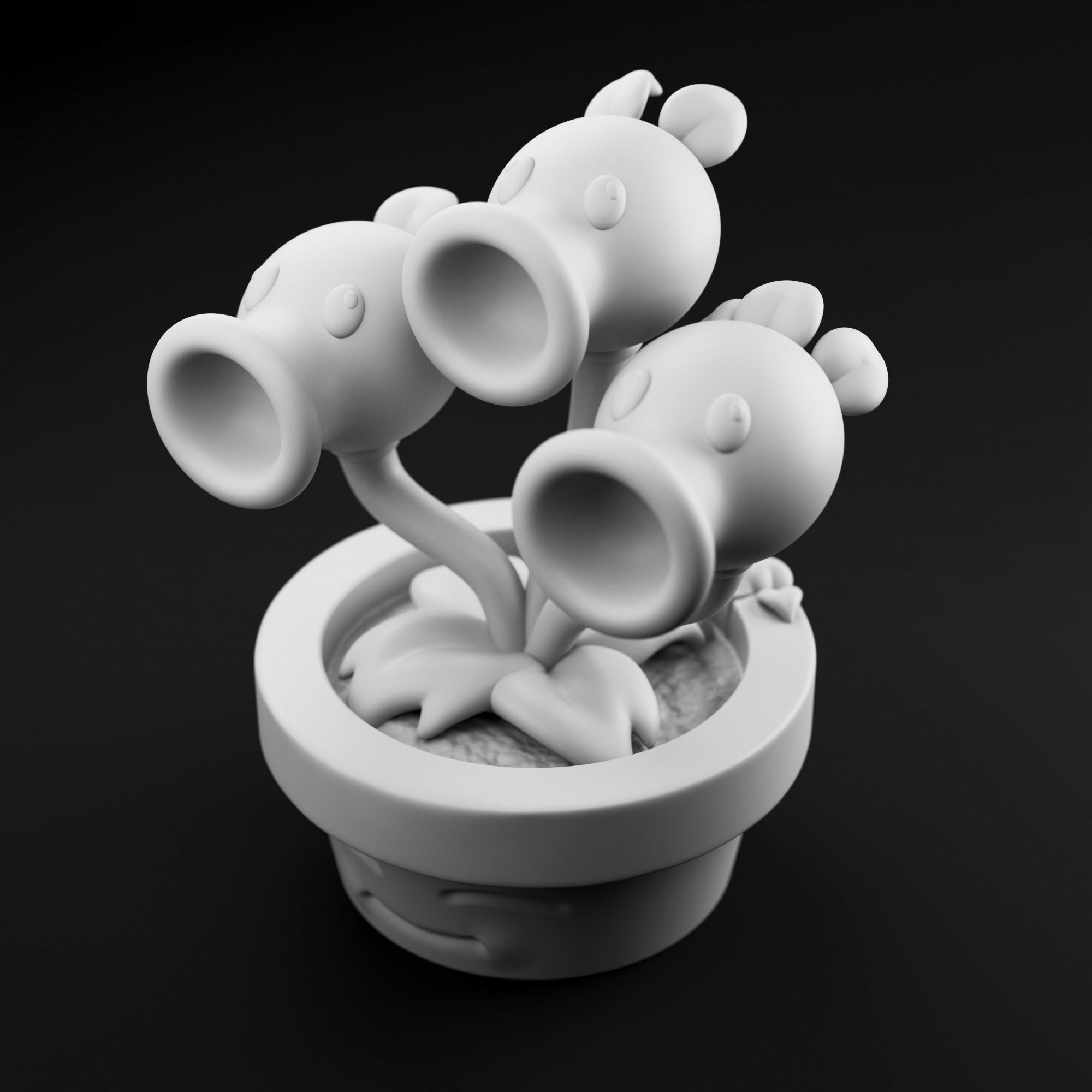 Threepeater Plants vs Zombies 3D print model_2