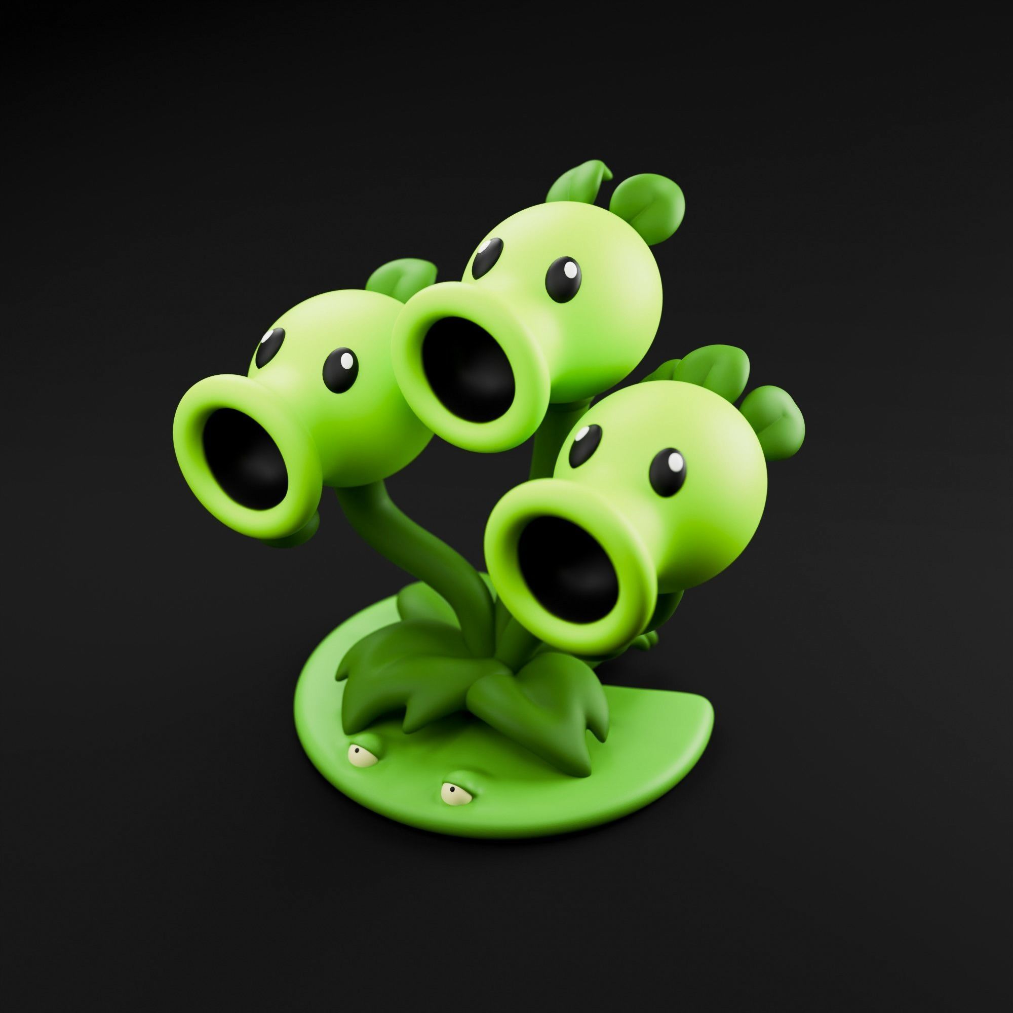 Threepeater Plants vs Zombies 3D print model_1