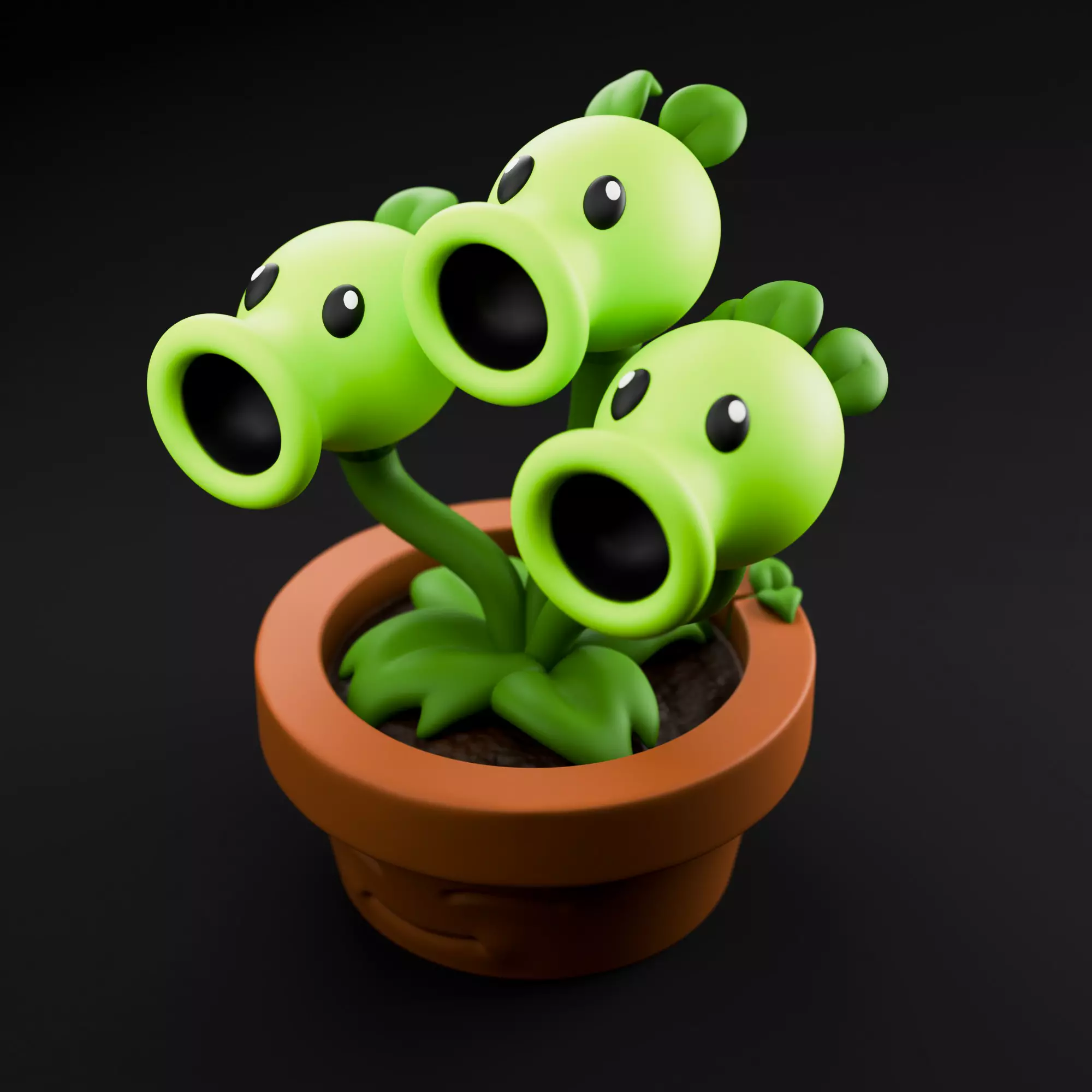 Threepeater Plants vs Zombies 3D print model_0