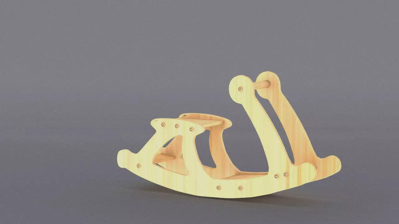 kiddy moon wooden Rocker Low-poly 3D model