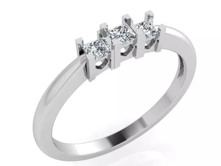 3 Stone Princess Band 3569 3D print model