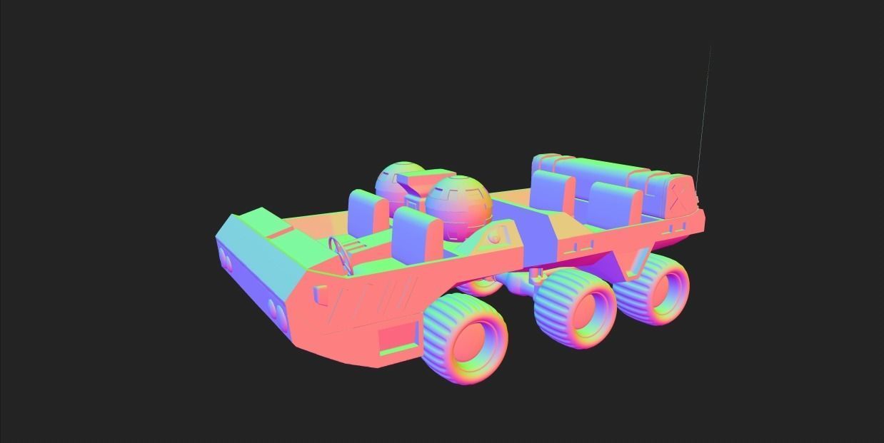 SCI FI JEEP Low-poly 3D model_14