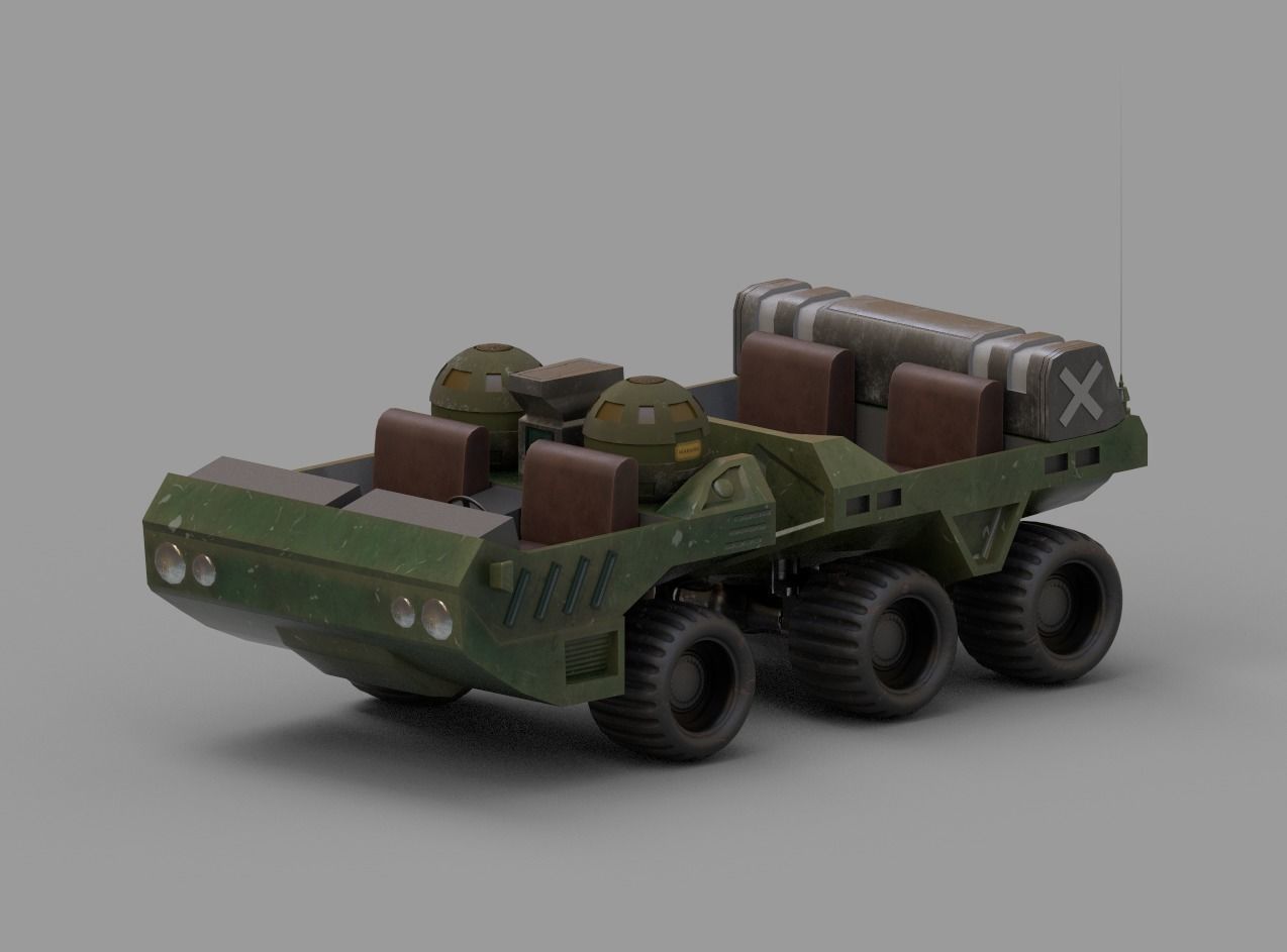 SCI FI JEEP Low-poly 3D model_5