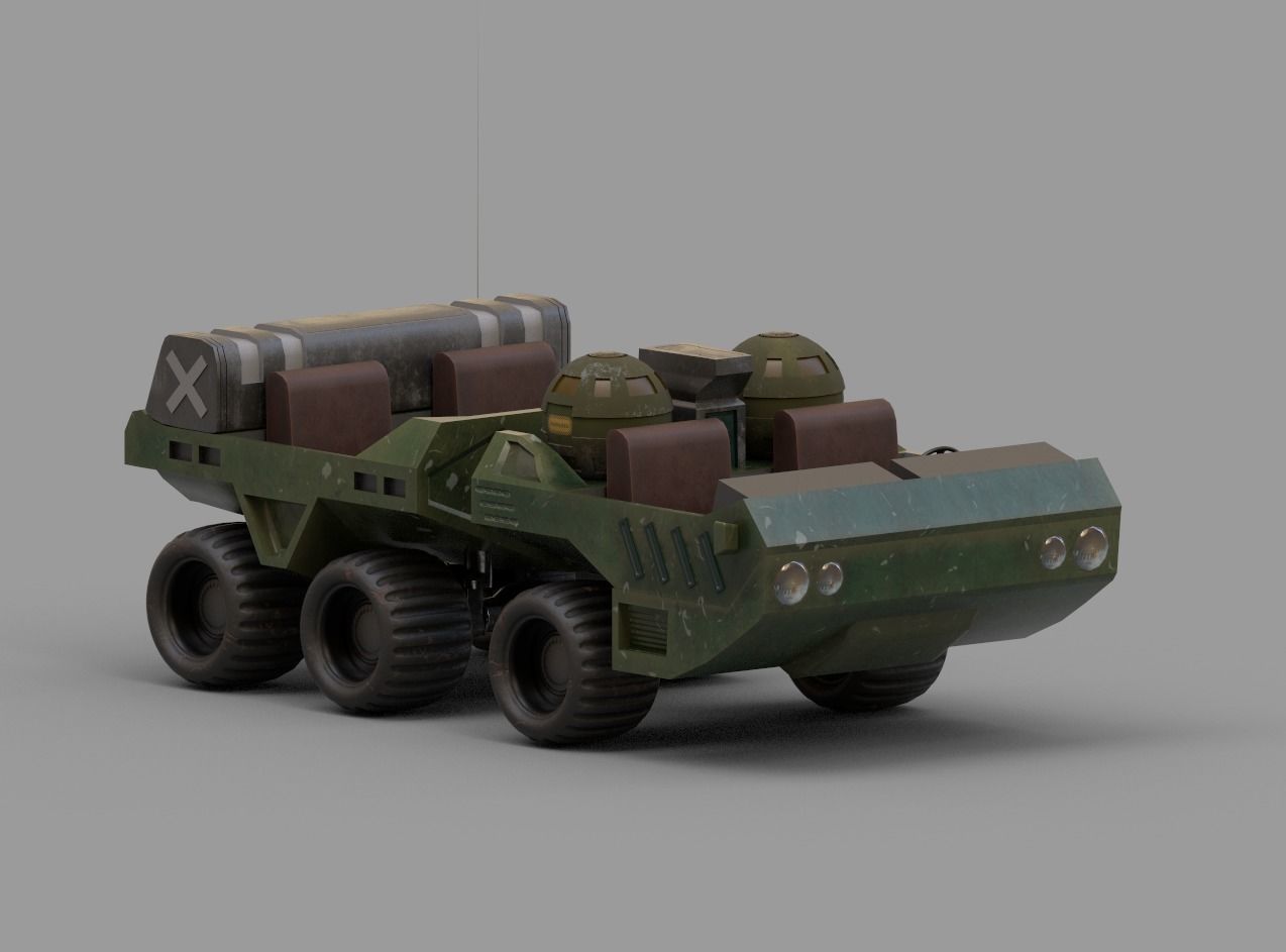 SCI FI JEEP Low-poly 3D model_6