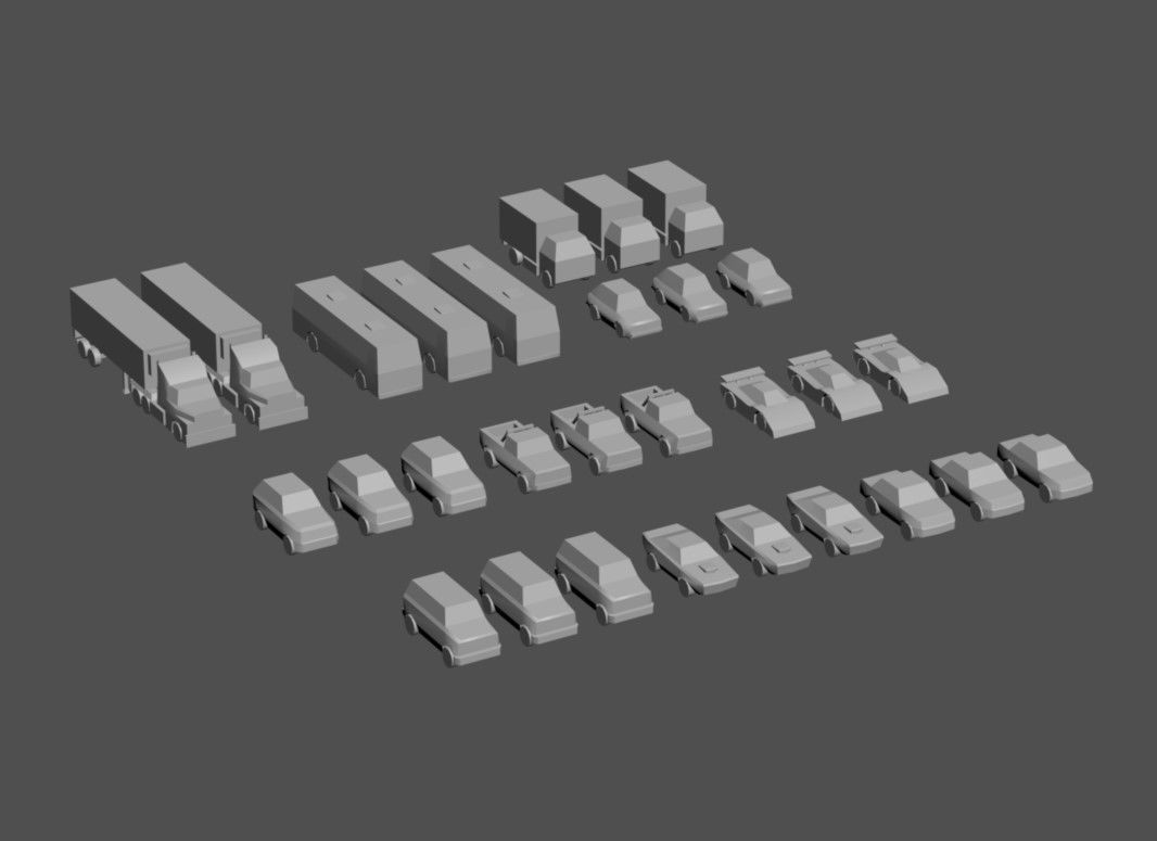 Casual Vehicles Pack - Set of 29 Vehicles  Low-poly 3D model_6