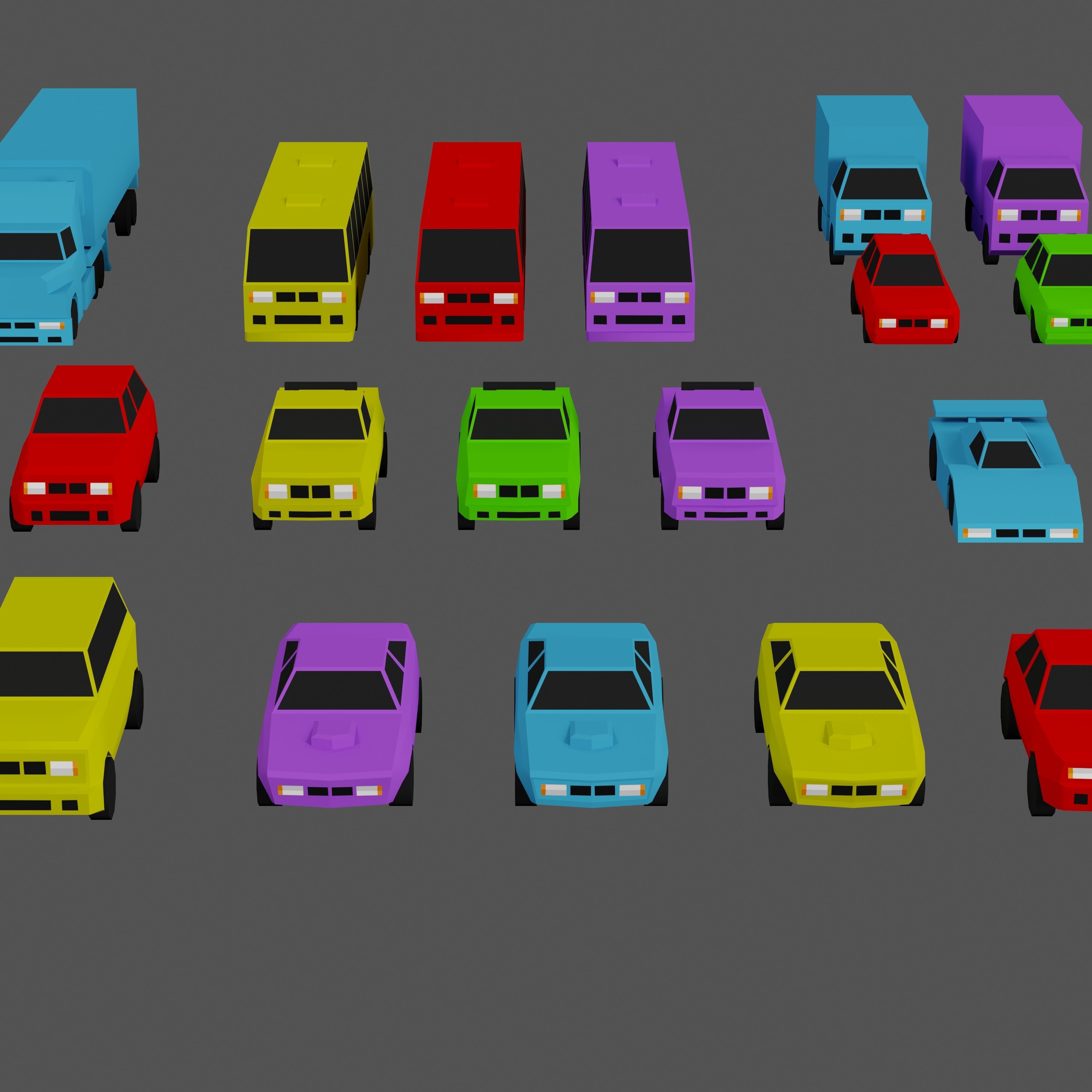 Casual Vehicles Pack - Set of 29 Vehicles  Low-poly 3D model_4
