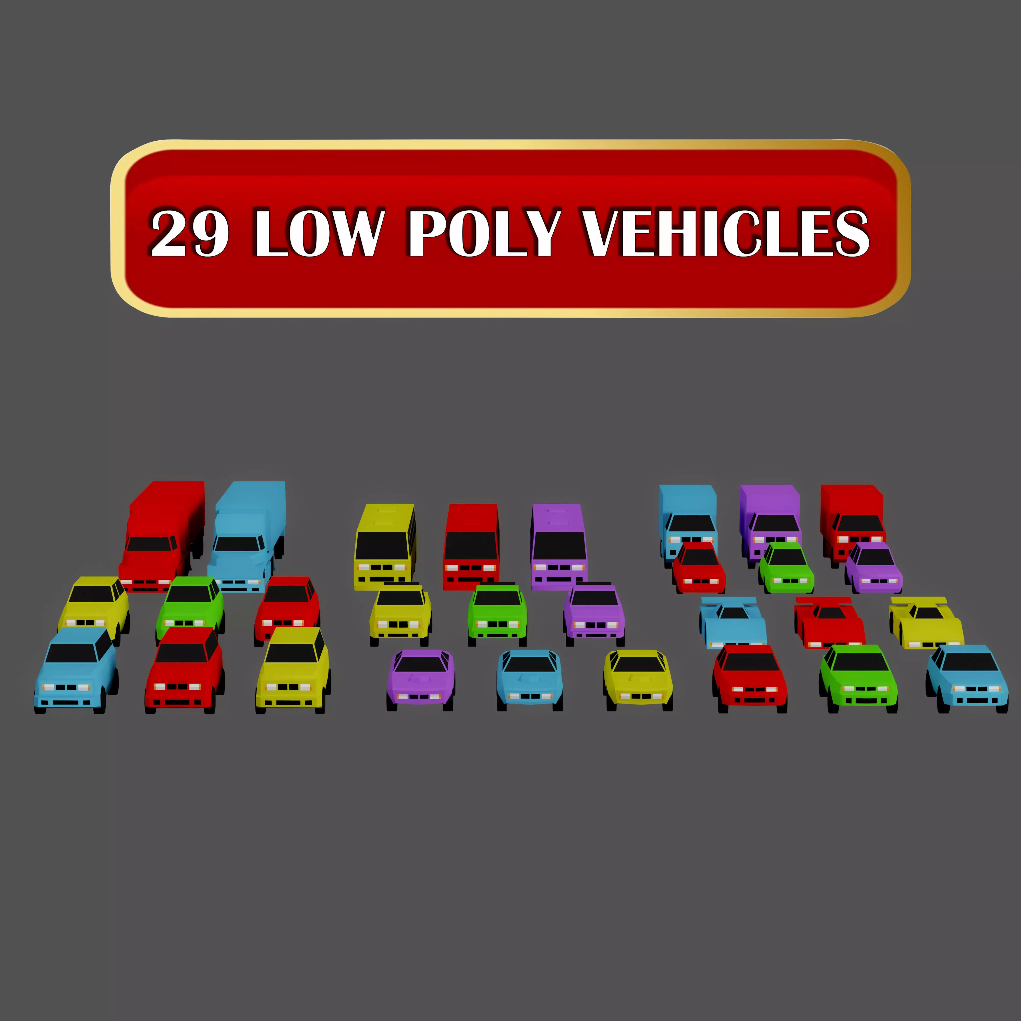 Casual Vehicles Pack - Set of 29 Vehicles  Low-poly 3D model_0