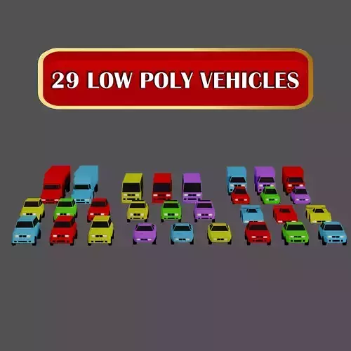 Casual Vehicles Pack - Set of 29 Vehicles  Low-poly 3D model