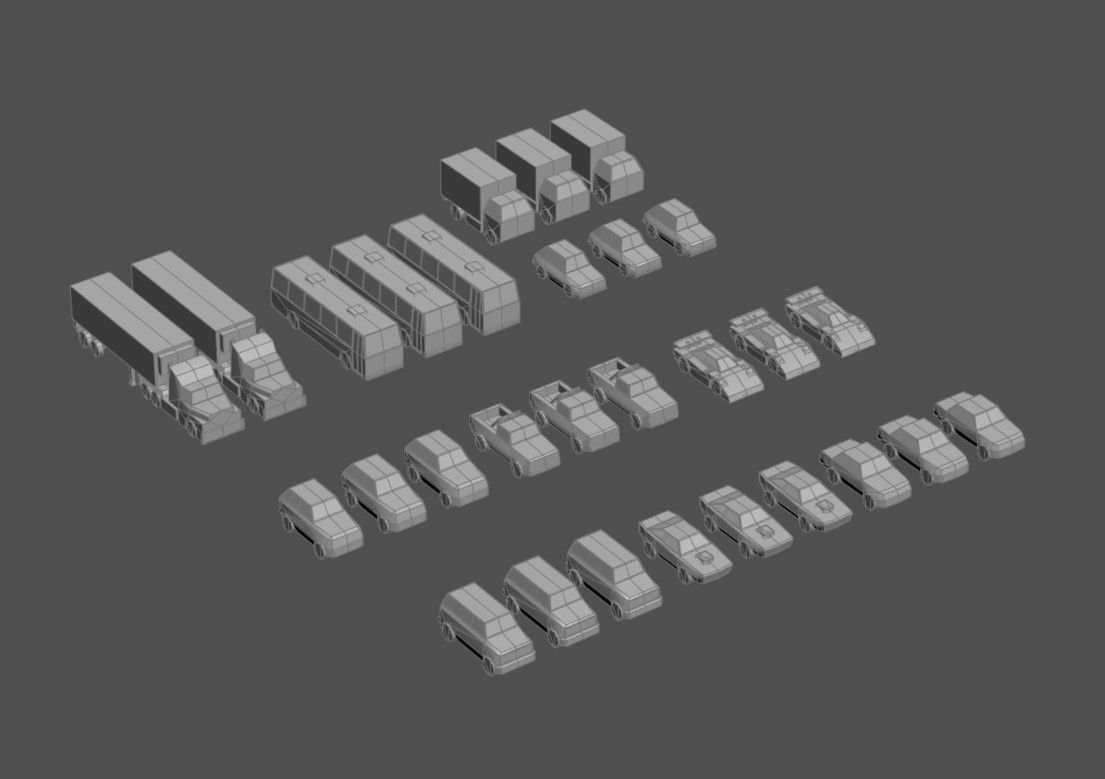 Casual Vehicles Pack - Set of 29 Vehicles  Low-poly 3D model_7