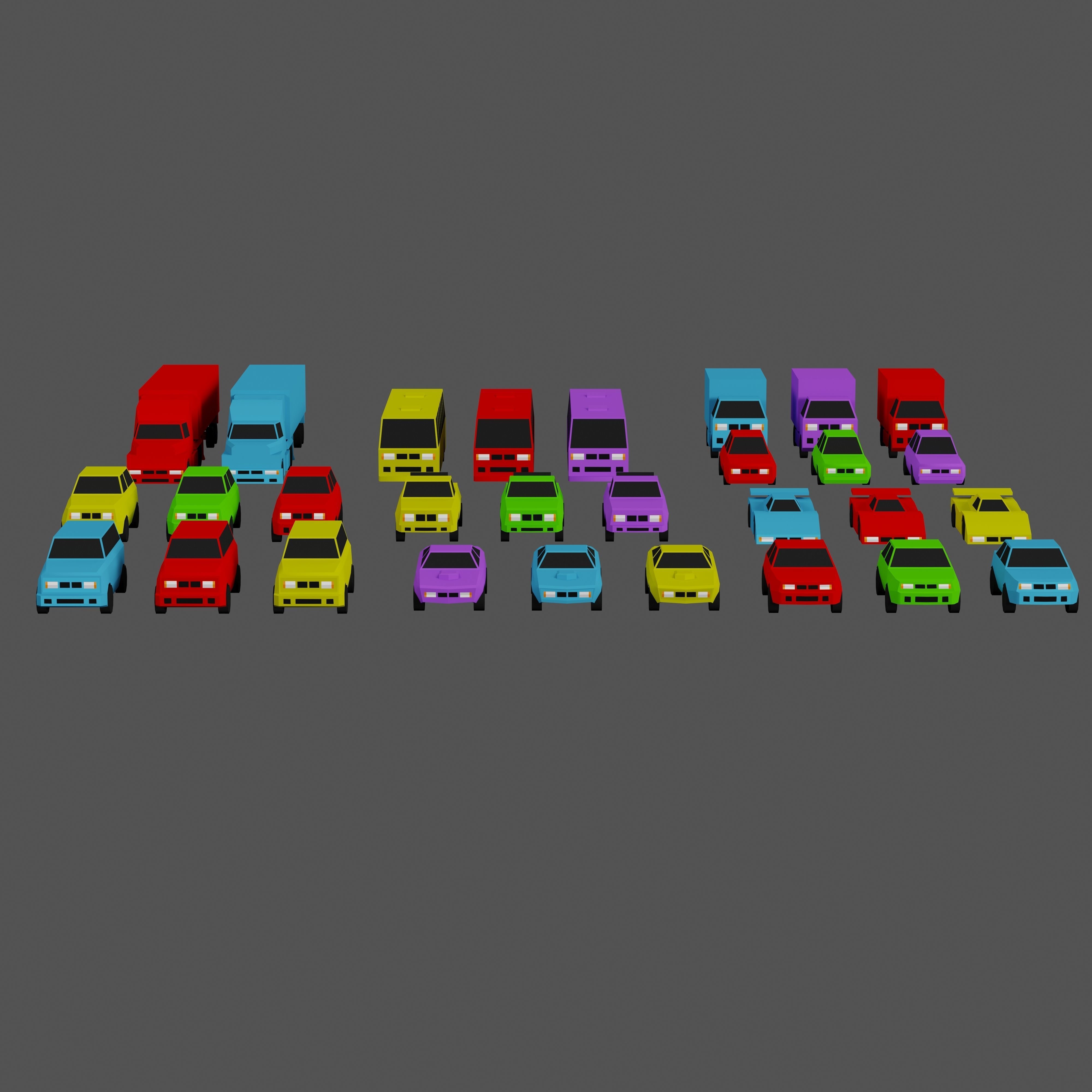 Casual Vehicles Pack - Set of 29 Vehicles  Low-poly 3D model_1