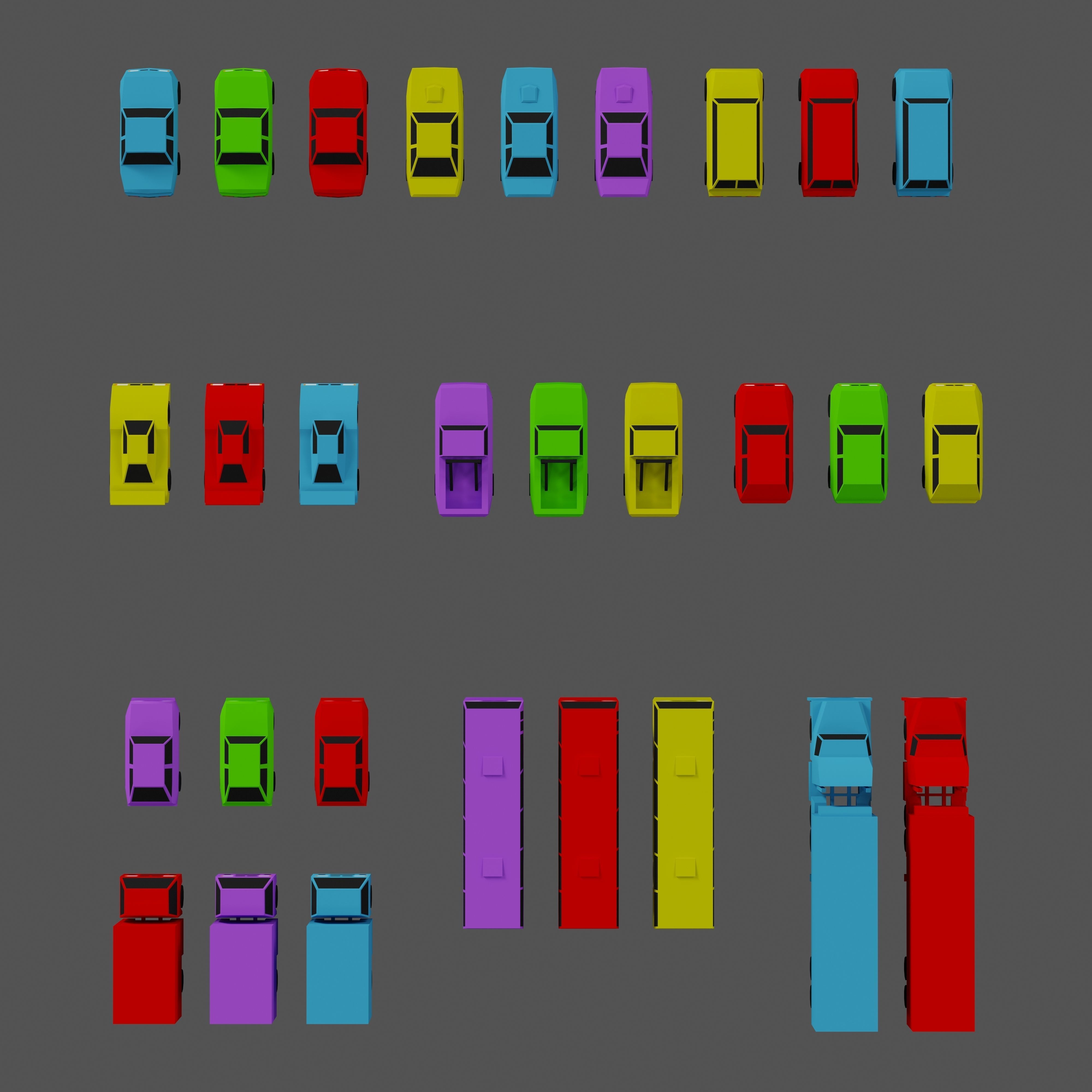 Casual Vehicles Pack - Set of 29 Vehicles  Low-poly 3D model_2