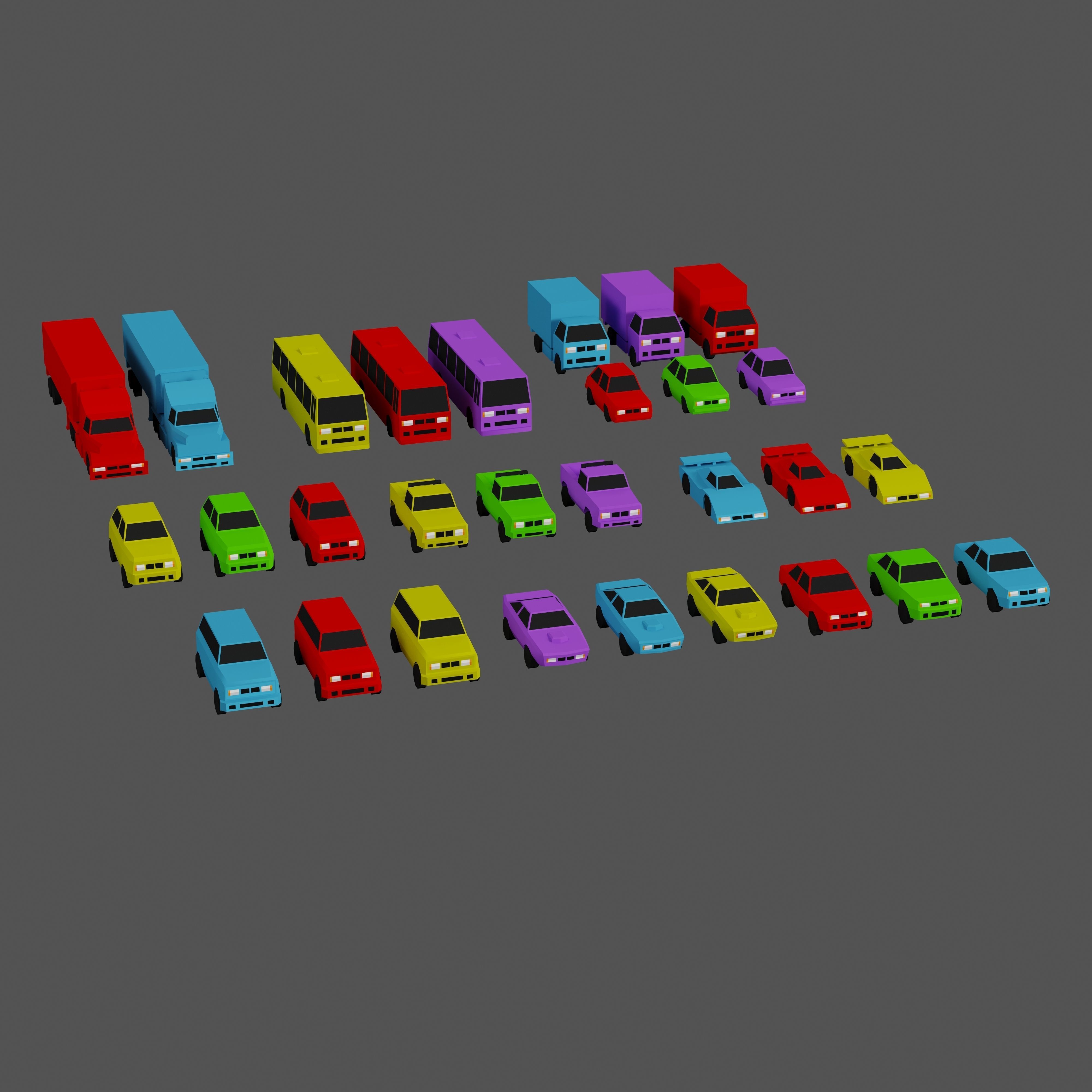 Casual Vehicles Pack - Set of 29 Vehicles  Low-poly 3D model_5