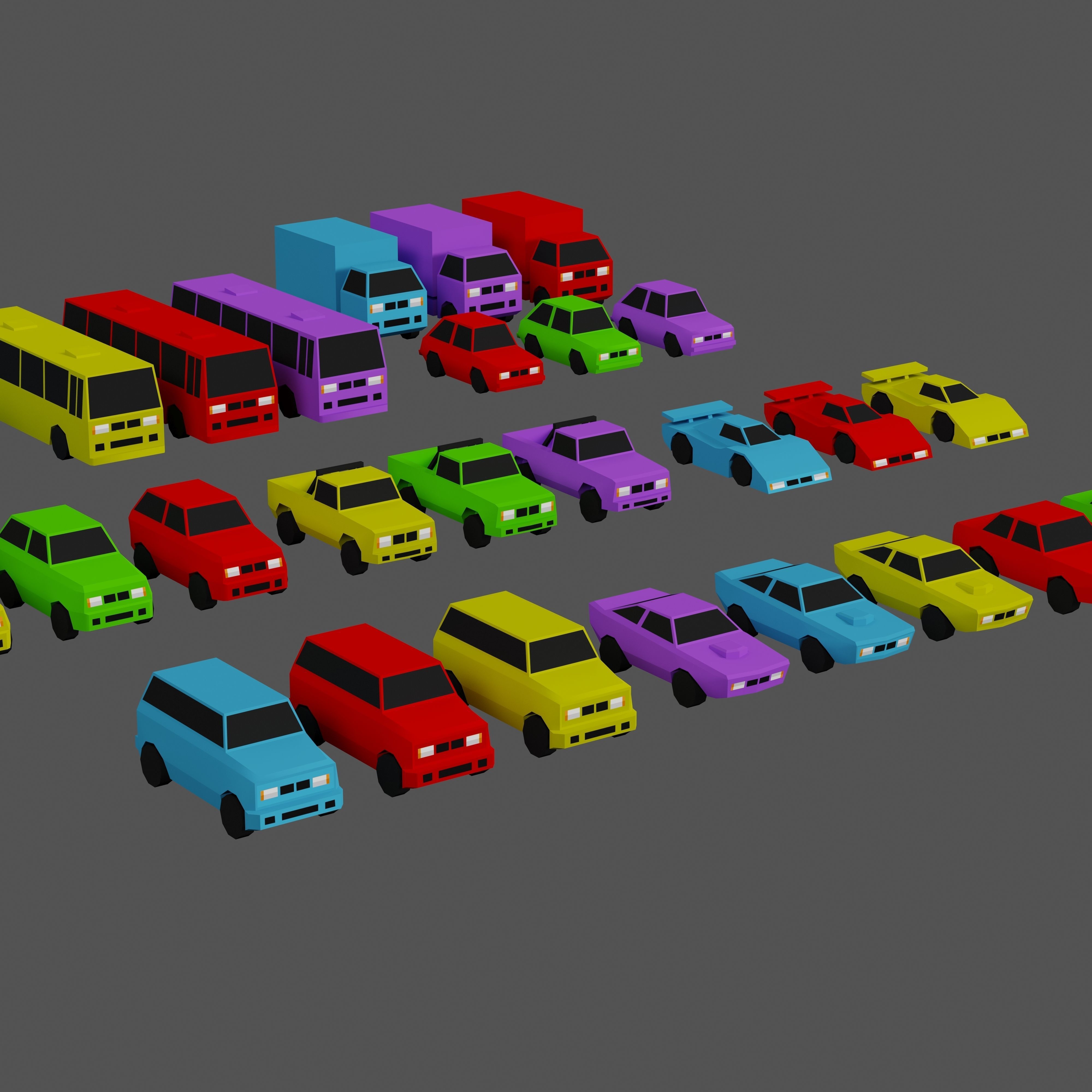 Casual Vehicles Pack - Set of 29 Vehicles  Low-poly 3D model_3