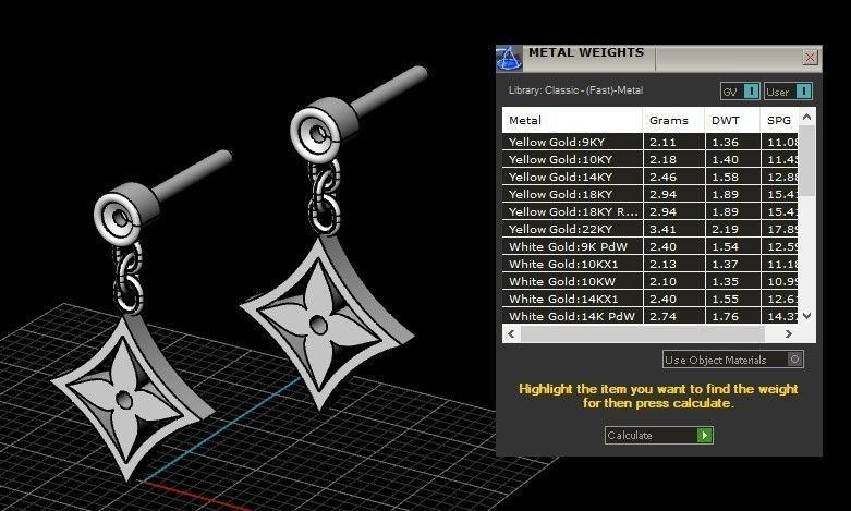 Louis Vuitton earrings  3D print model_4