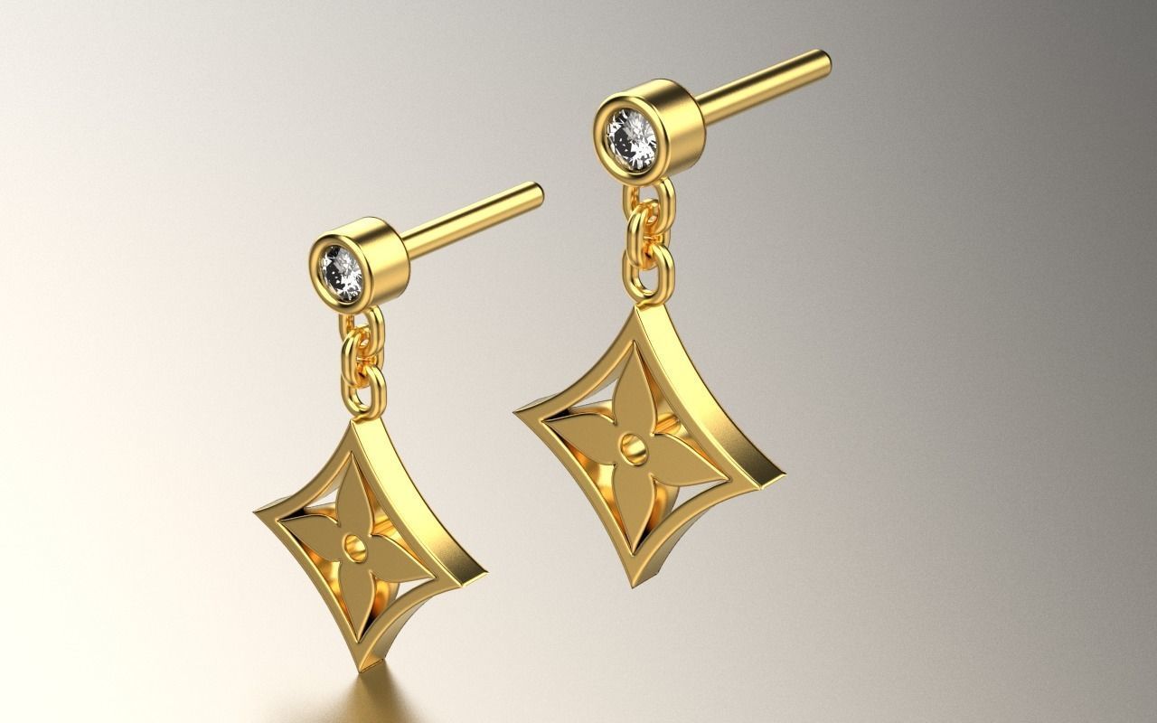 Louis Vuitton earrings  3D print model_1