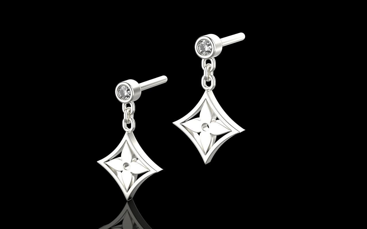 Louis Vuitton earrings  3D print model_2