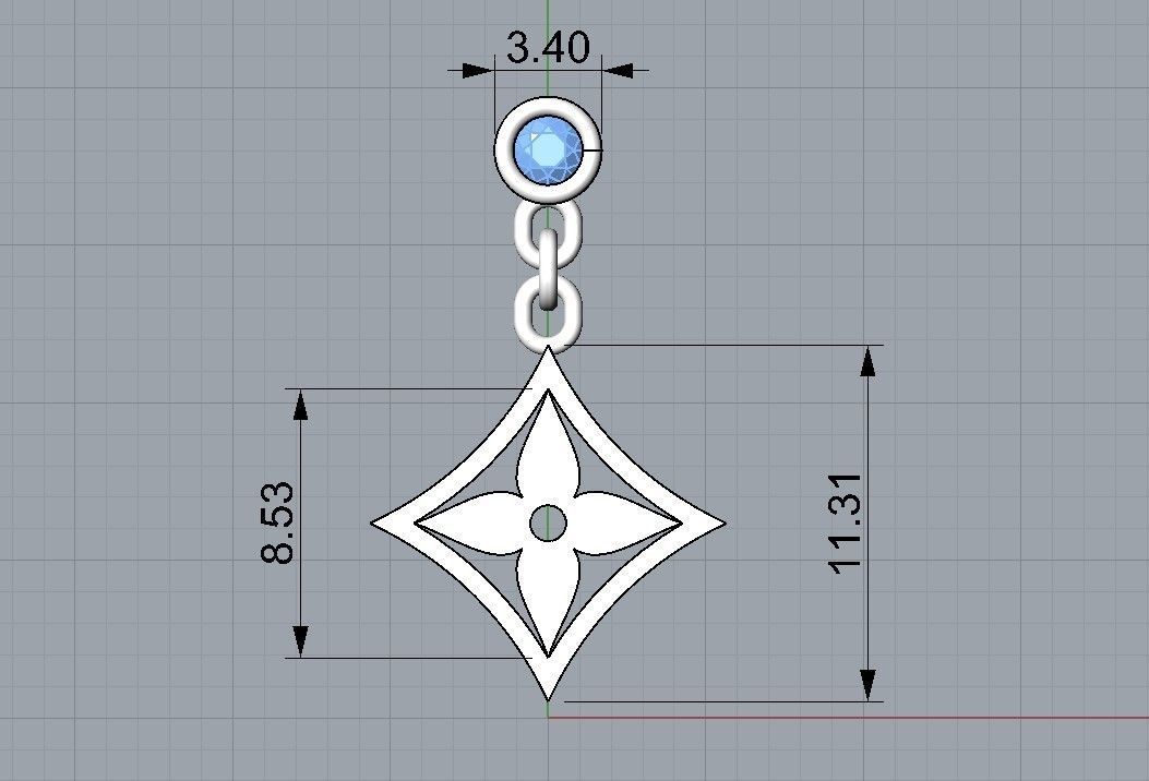 Louis Vuitton earrings  3D print model_5