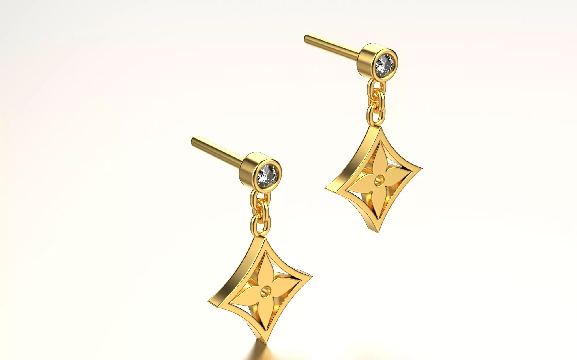 Louis Vuitton earrings  3D print model_0