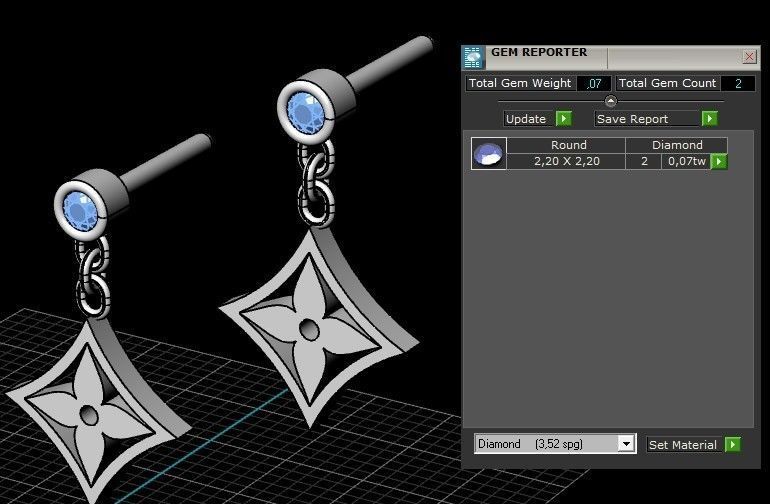 Louis Vuitton earrings  3D print model_3